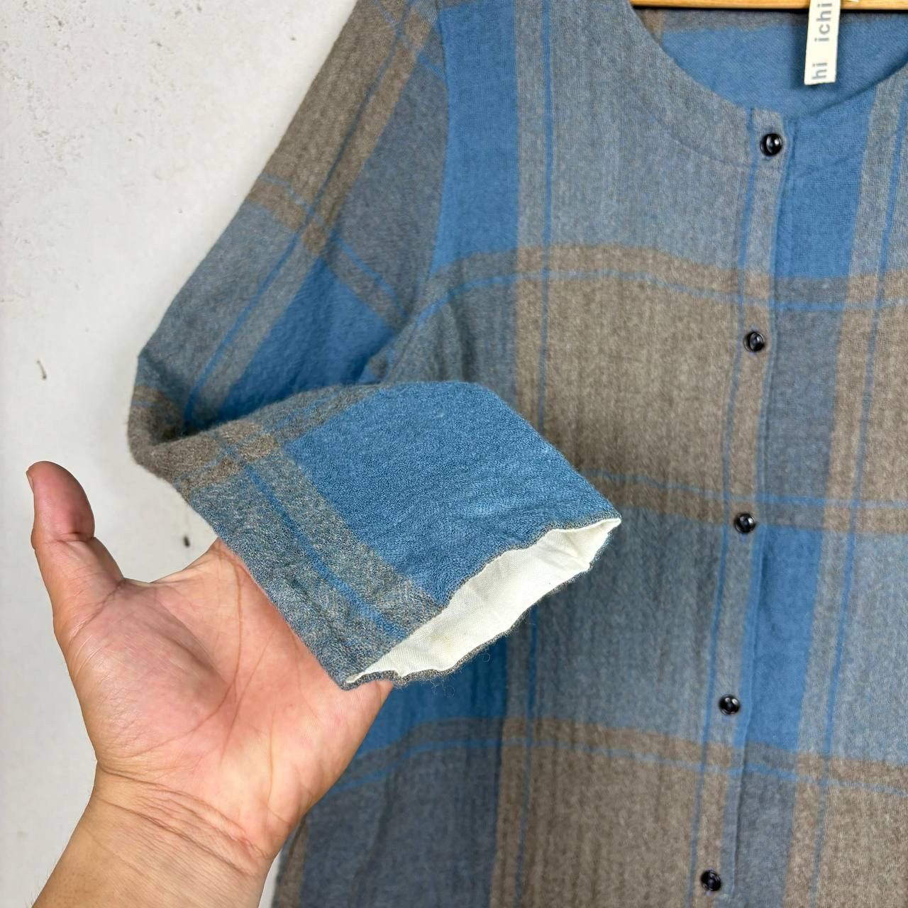 Japanese Brand Ichi Japan Wool Check Tunic Dress Lagenlook Mori Grey OS Size S / US 4 / IT 40 - 4 Thumbnail