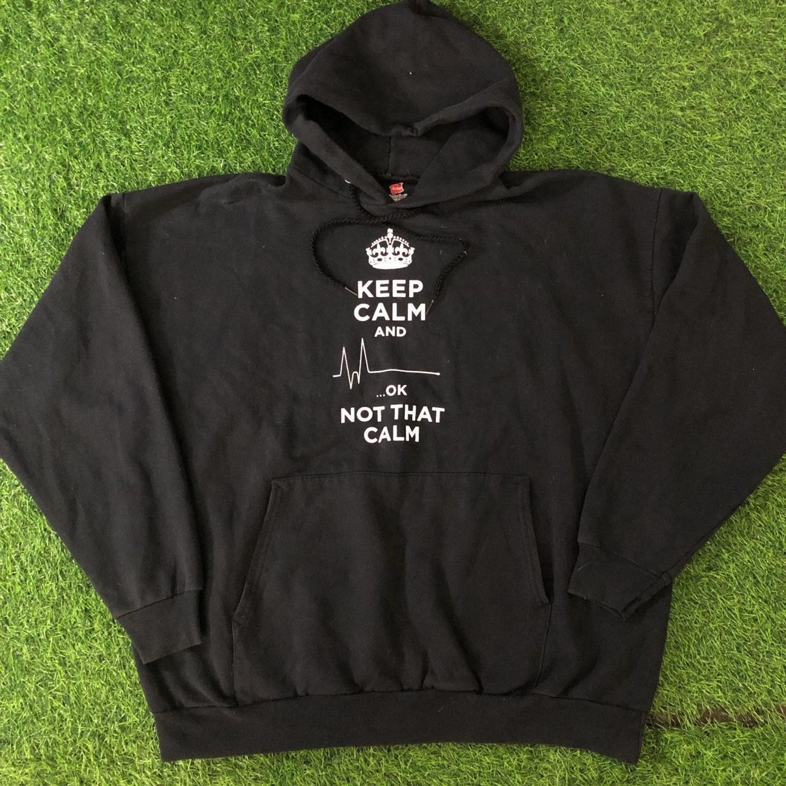 Hanes Black ‘Keep Calm & … Ok Not That Calm’ Graphic Hoodie Size XXL / US 16-18 / IT 52-54 - 1 Thumbnail