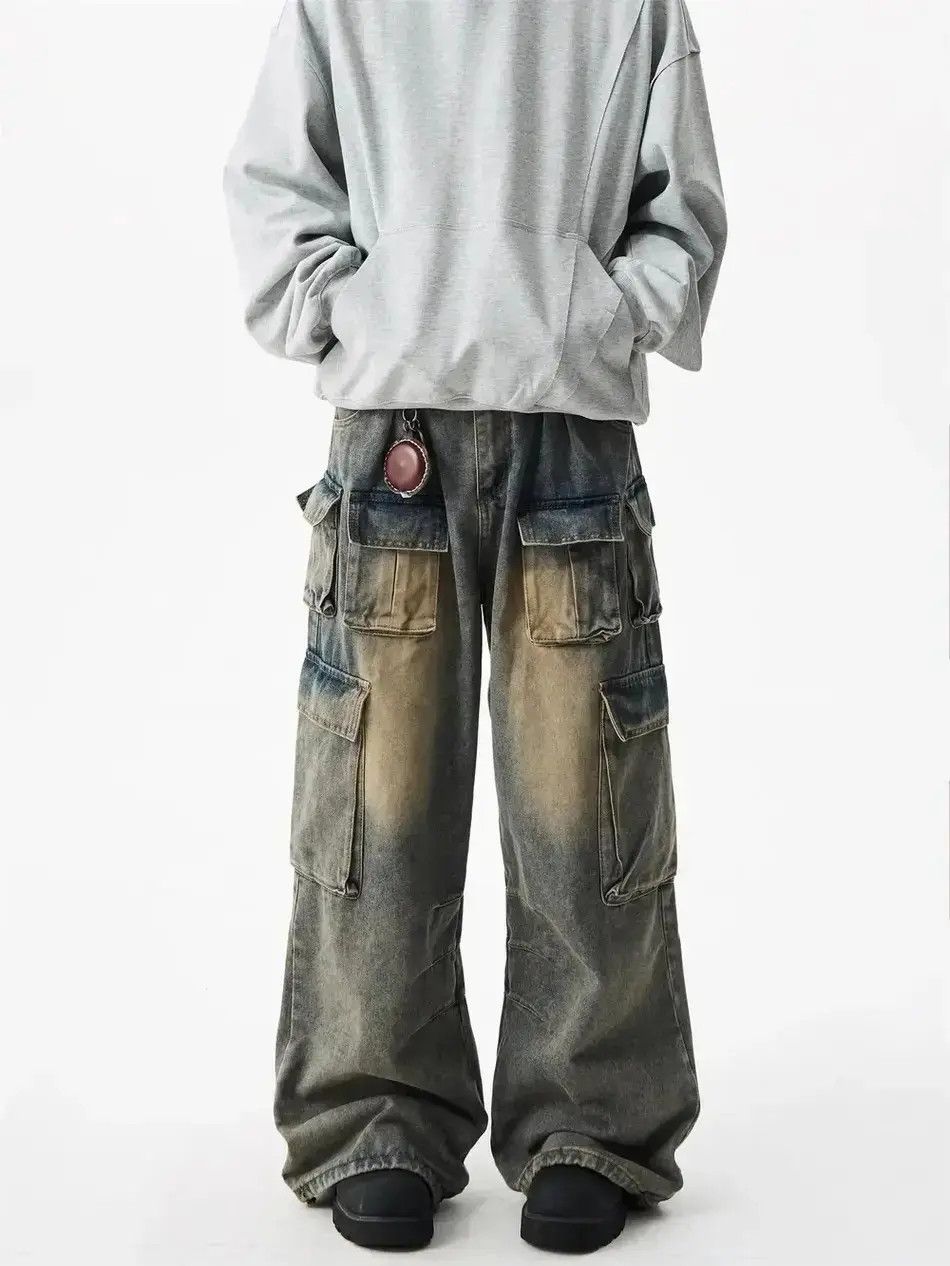 Japanese Brand Yellow mud dyed multi pocket workwear jeans Size US 32 / EU 48 - 1 Thumbnail