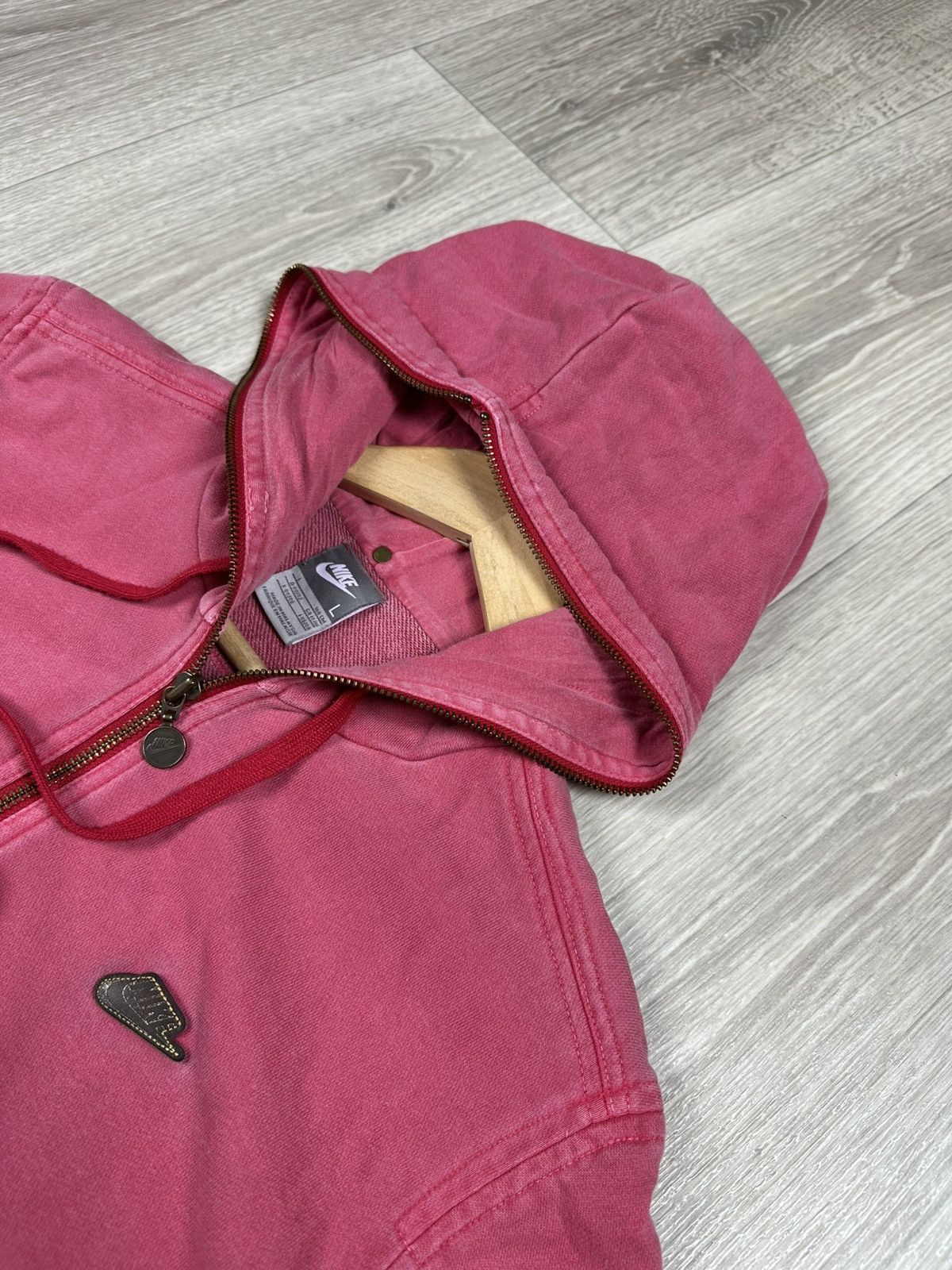 Nike × Vintage Vintage Nike Full Zip Up Pink Hoodie Size Women’s L Size L / US 10 / IT 46 - 9 Thumbnail