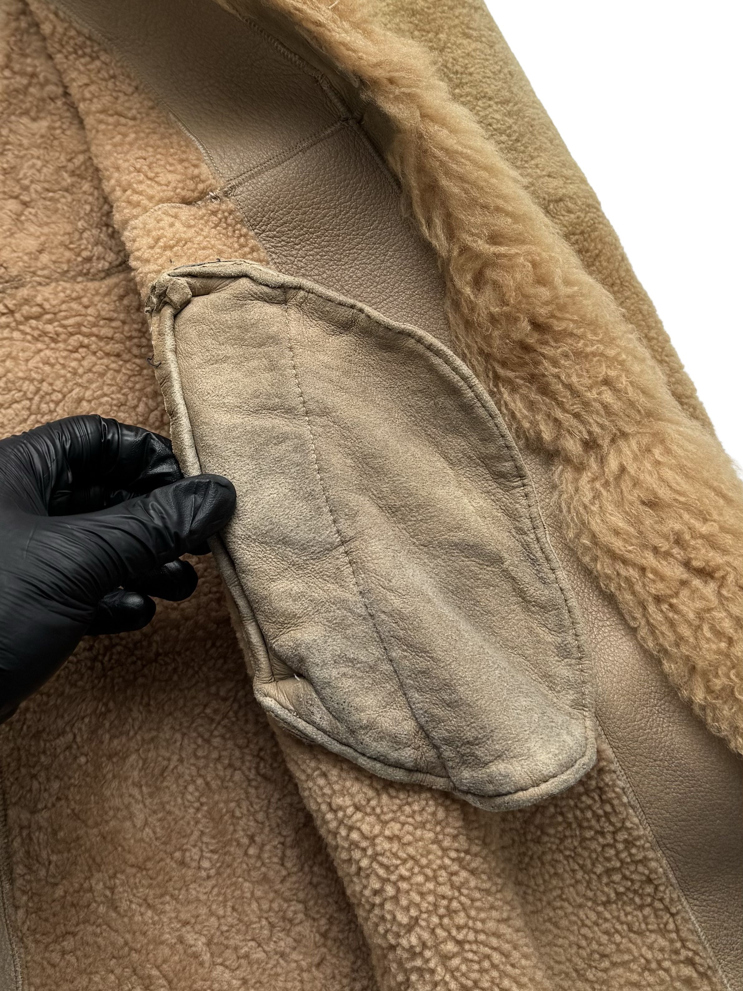 Vintage Vintage Beige Sheepskin Leather Coat Shearling Long Fur Trim Size M / US 6-8 / IT 42-44 - 9 Thumbnail