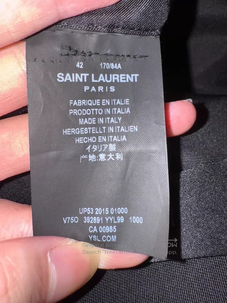 Saint Laurent Paris Saint Laurent Paris Black Satin Peak Lapel Smoking Suit Ja Size US XS / EU 42 / 0 - 7 Thumbnail