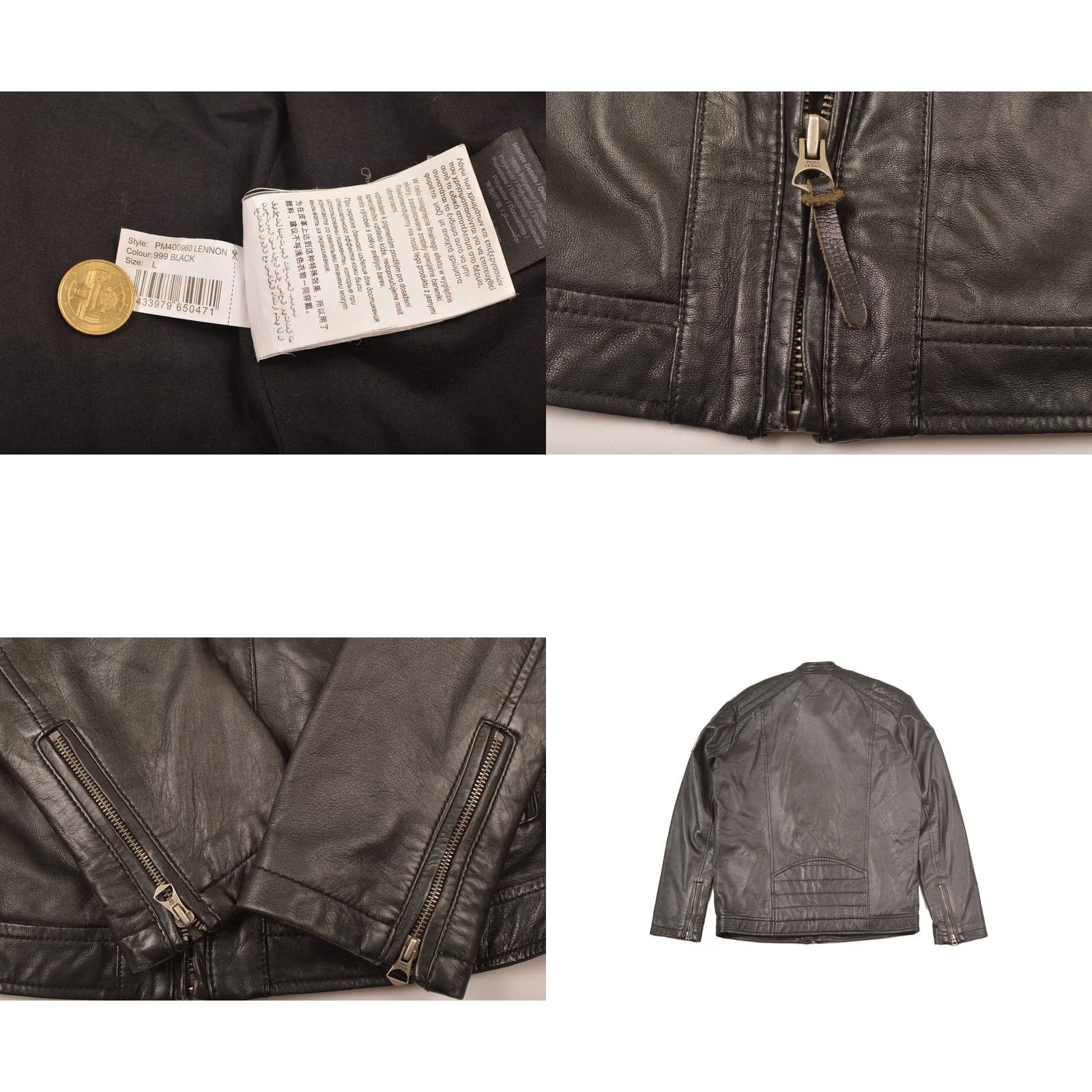 Pepe Jeans Pepe Jeans Lennon Leather Jacket PM400960 Size L Men Black Biker Jacket 90s Style Size US 33 - 8 Thumbnail