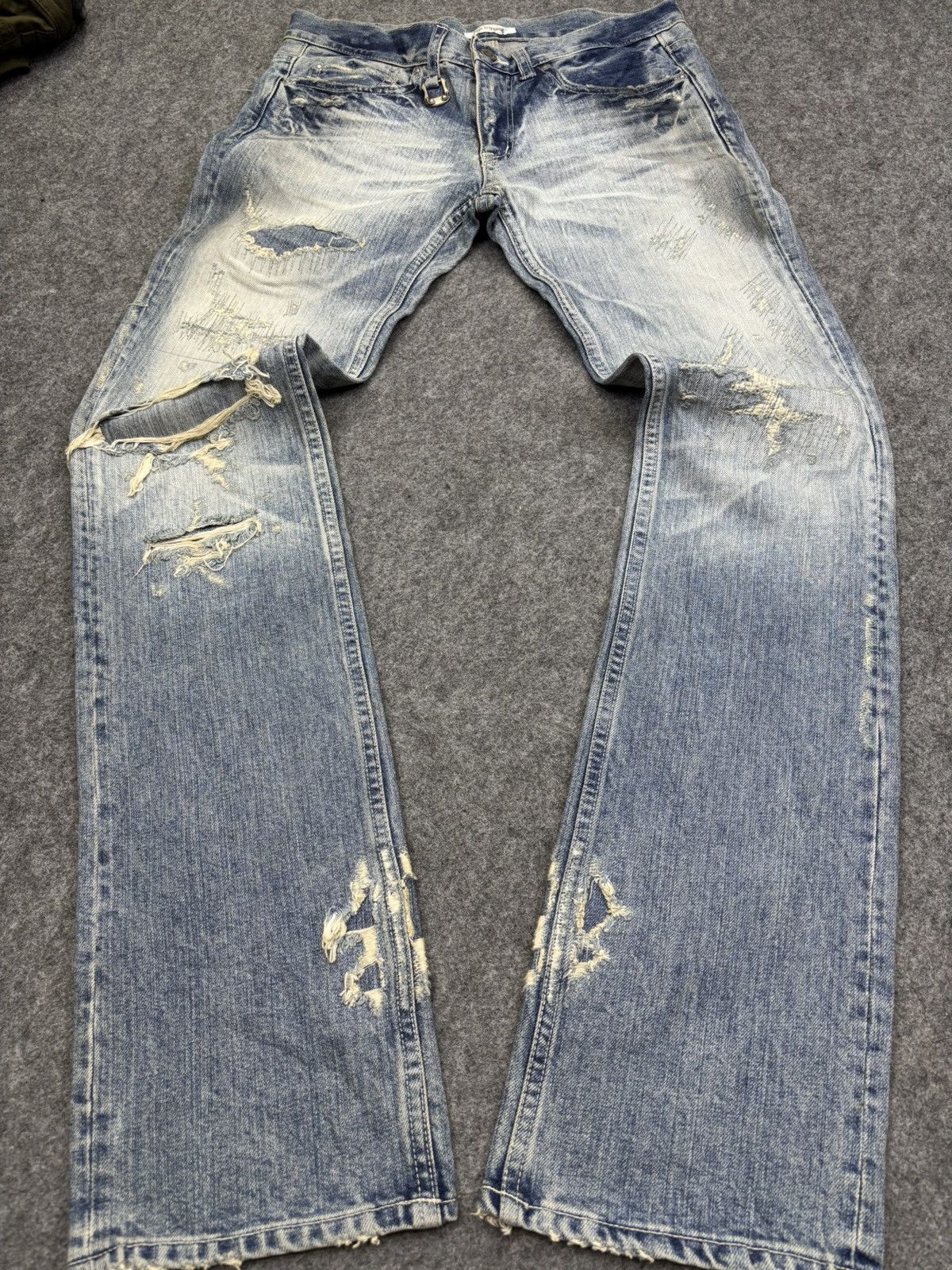 Japanese Brand 💥Denim Art💥Ego Tripping Heavy Distressed Denim F758 Size US 30 / EU 46 - 21 Thumbnail