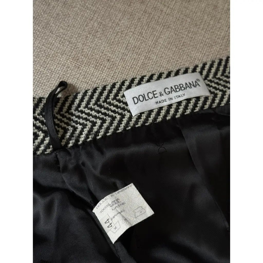Dolce & Gabbana D&G Black White Herringbone Blazer & Pencil Skirt Set IT44 Size 30" / US 8 / IT 44 - 11 Thumbnail