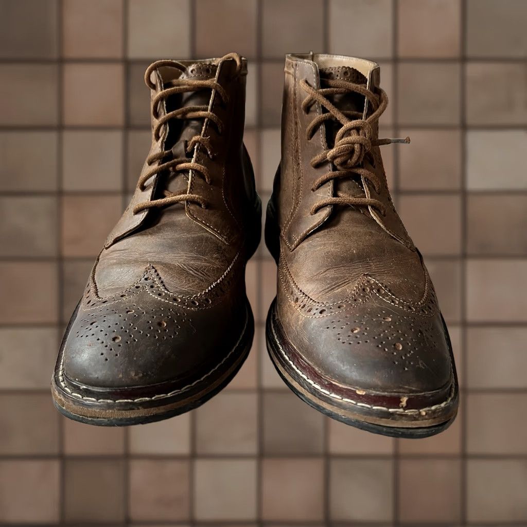 Men\'s Vintage Cole Haan Brown Leather Wingtip Lace-Up Boots COLE HAAN Grand OS WINGTIP C12362 BROWN LEATHER SHOES MENS  main image 4