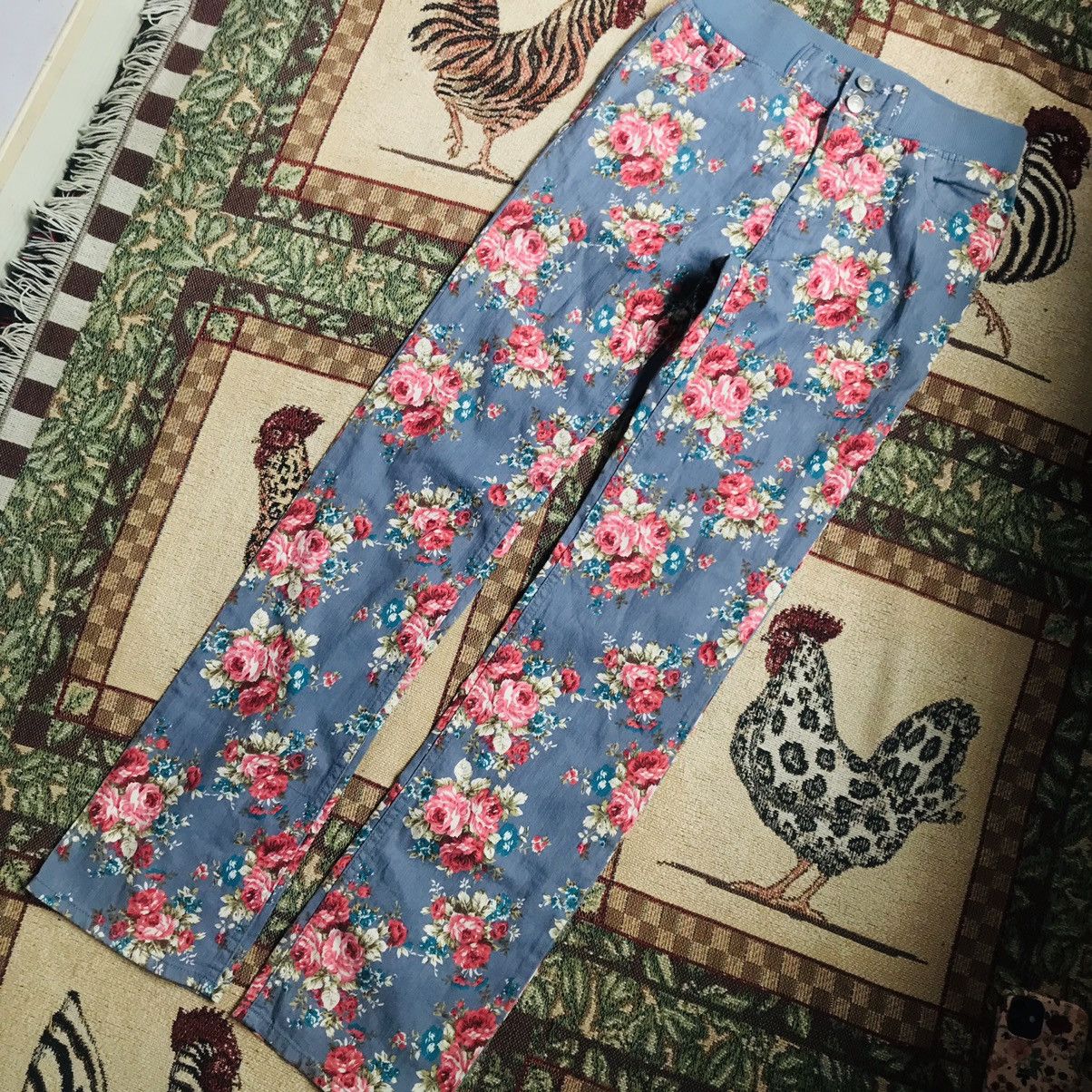 If Six Was Nine × Japanese Brand × Vintage Vintage Cat In The Closet Floral Pant Size 27" / US 4 / IT 40 - 1 Thumbnail
