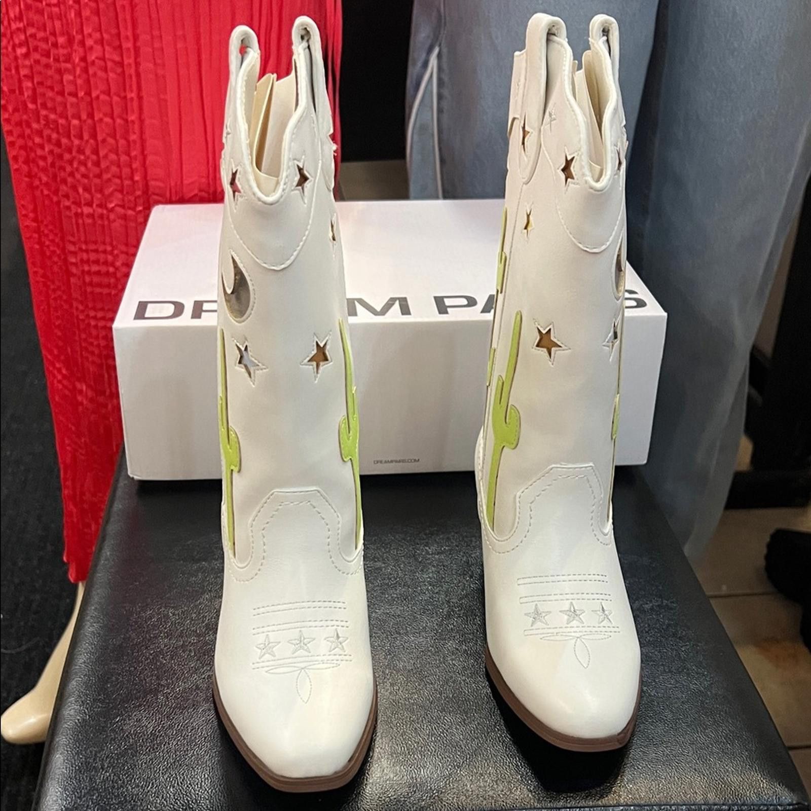 Other Dream Pairs White and Green Heeled Boots Size US 5 / EU 37 - 3 Thumbnail
