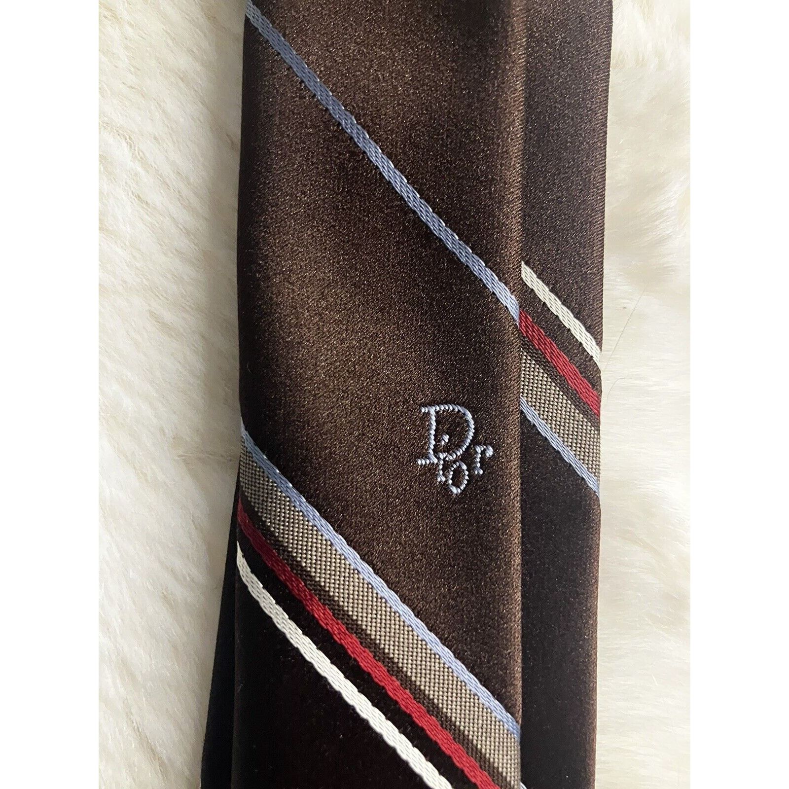 Vintage Christian Dior Men's Striped Neck Tie Made In Italy