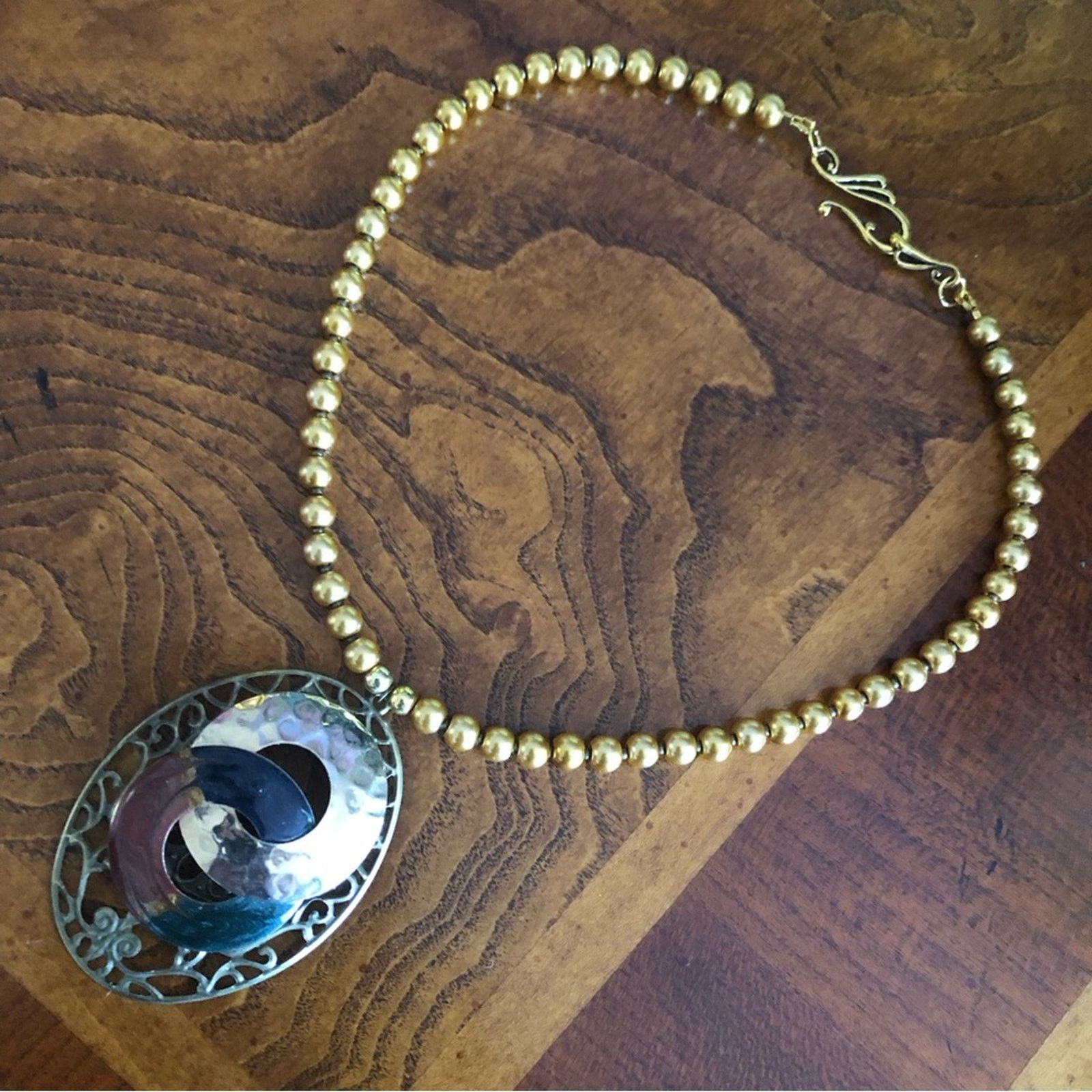 Handmade Handcrafted repurpose medieval look filigree Pearl necklace Size ONE SIZE - 10 Thumbnail