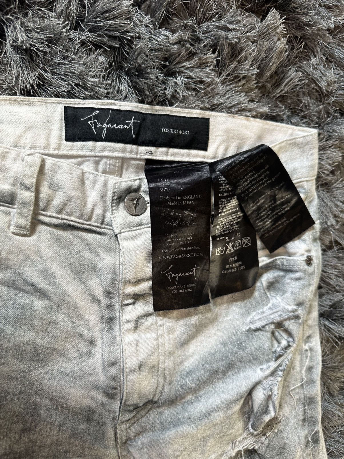 Fagassent Toshiki Aoki Fagassent White Acid Wash Distressed Denim Size US 29 - 2 Thumbnail