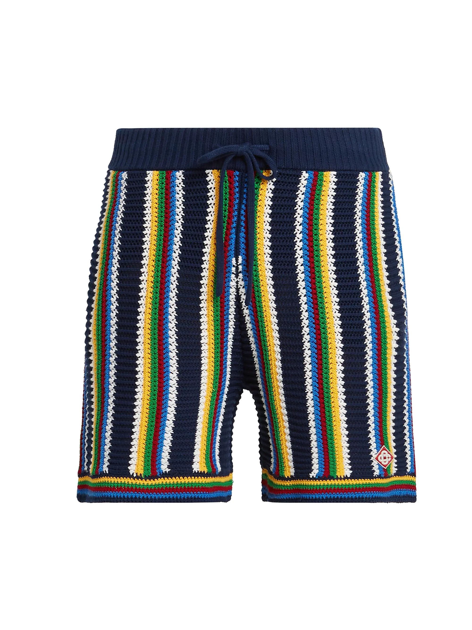 os11x0725 Striped Crochet Shorts in Multicolor
