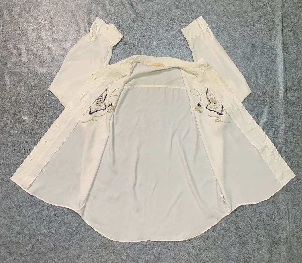 Vintage Rate Design Vintage Curve Long-Sleeved Button-Down Blouse Size L / US 10 / IT 46 - 3 Thumbnail