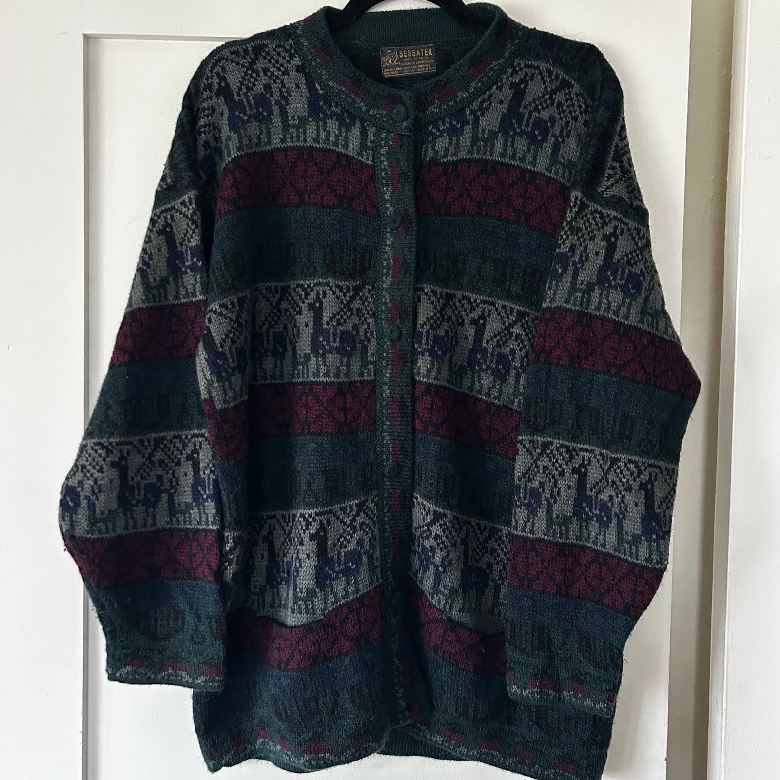 The Unbranded Brand Unisex 100% alpaca made in Peru cardigan multicolor sweater Size US L / EU 52-54 / 3 - 1 Thumbnail