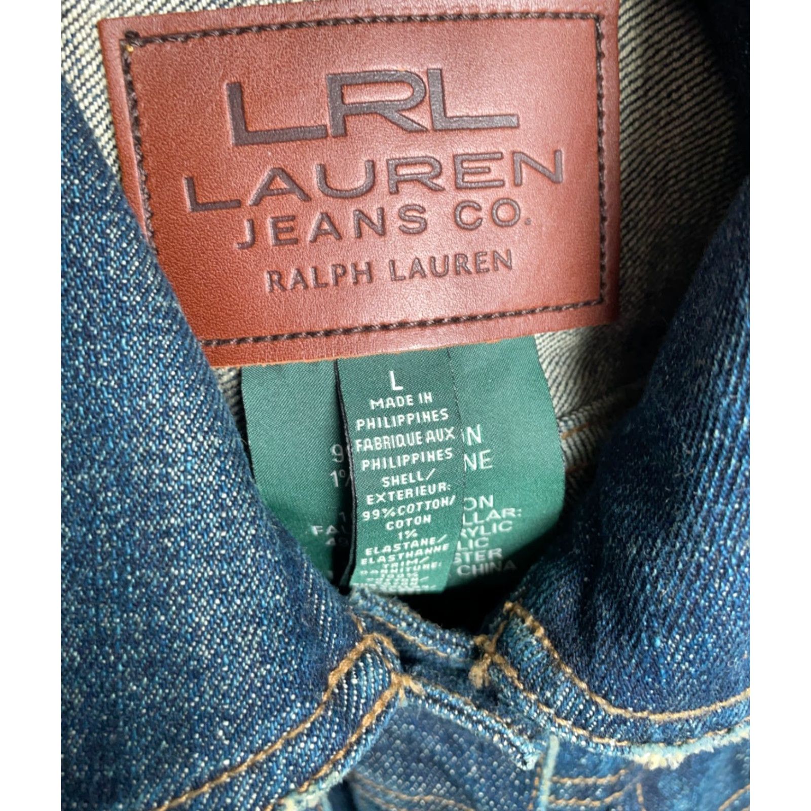 Ralph Lauren VINTAGE Lauren Ralph Lauren Jean Jacket Women's Large Blue Denim Trucker 90s Grunge Retro Mens? Womens Size 36" / US 14 / IT 50 - 3 Thumbnail