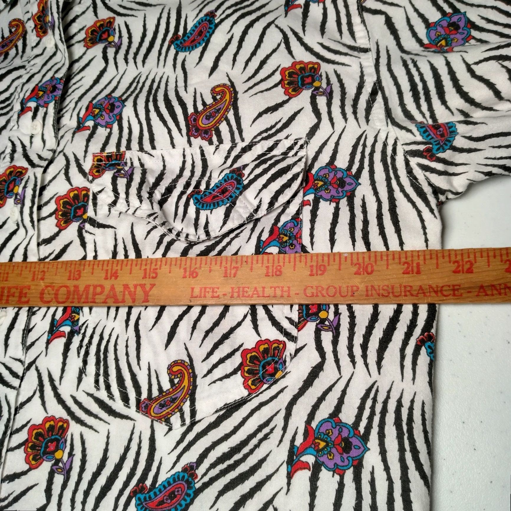 Vintage VINTAGE Khazana Shirt Button-Up Women M White Zebra Paisley Short Sleeve 80s 90s Retro Fun Formal Casual Size M / US 6-8 / IT 42-44 - 4 Thumbnail