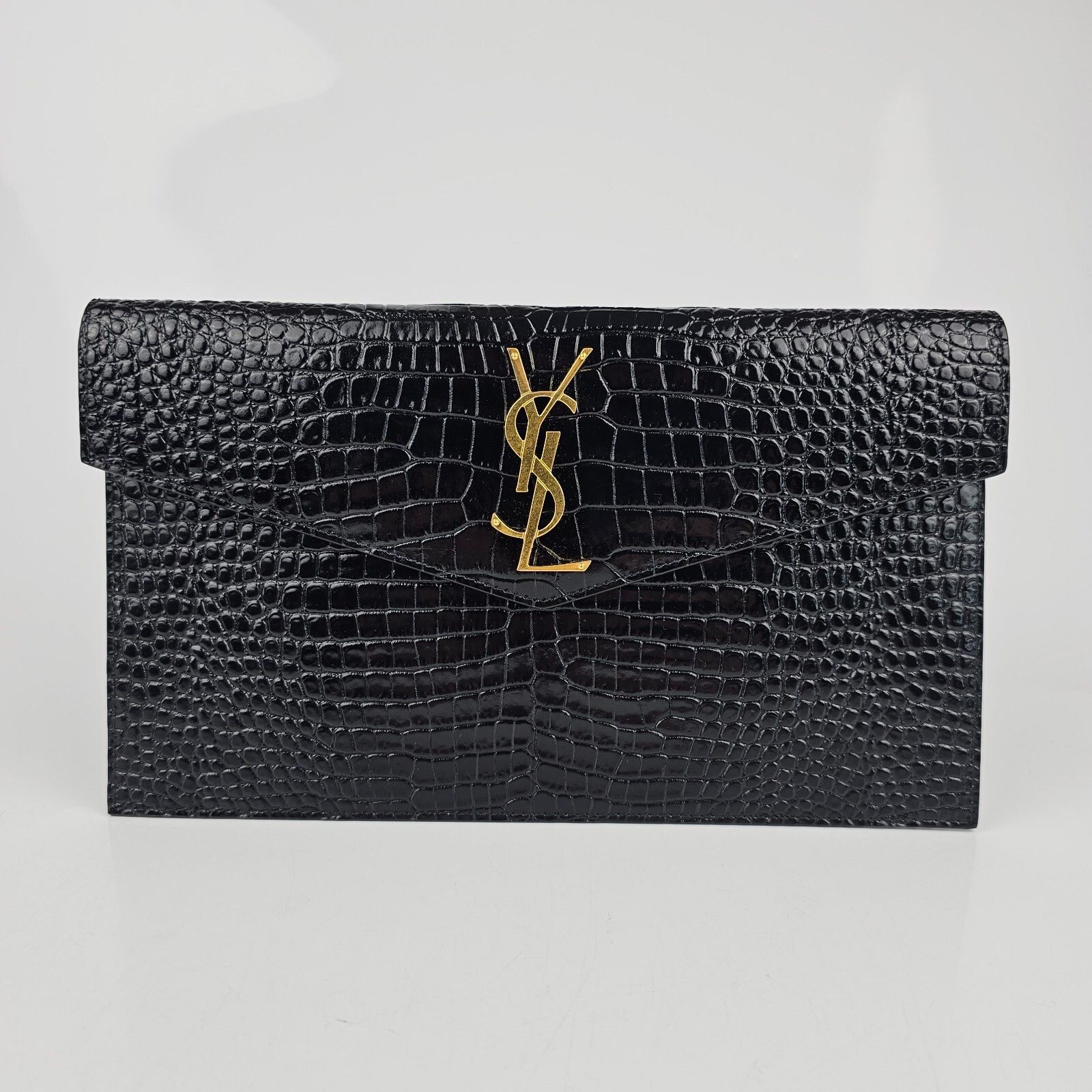 Saint Laurent Paris SAINT LAURENT Medium Uptown Envelope Embossed Black Leather Size ONE SIZE - 1 Thumbnail