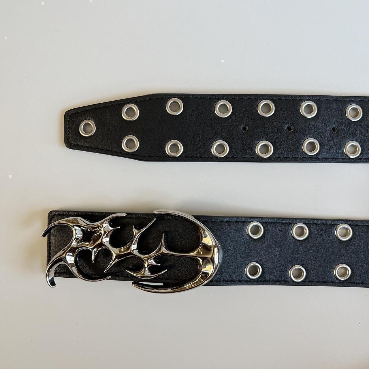 Other Black Eyelet Belt – Silver Tribal Buckle, Gothic Y2K Fashion Size ONE SIZE - 4 Thumbnail