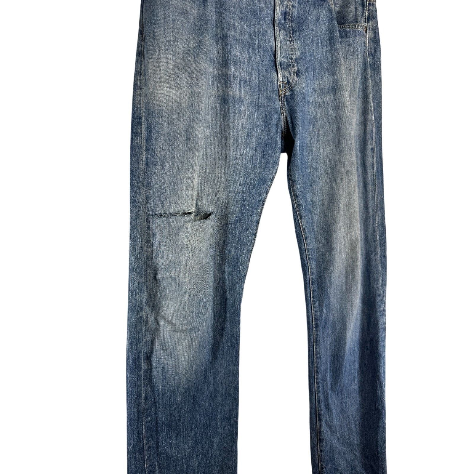 Levi's Levis 501 Button Fly Jeans Men Straight Leg Distressed 36X34 Size US 36 / EU 52 - 3 Thumbnail
