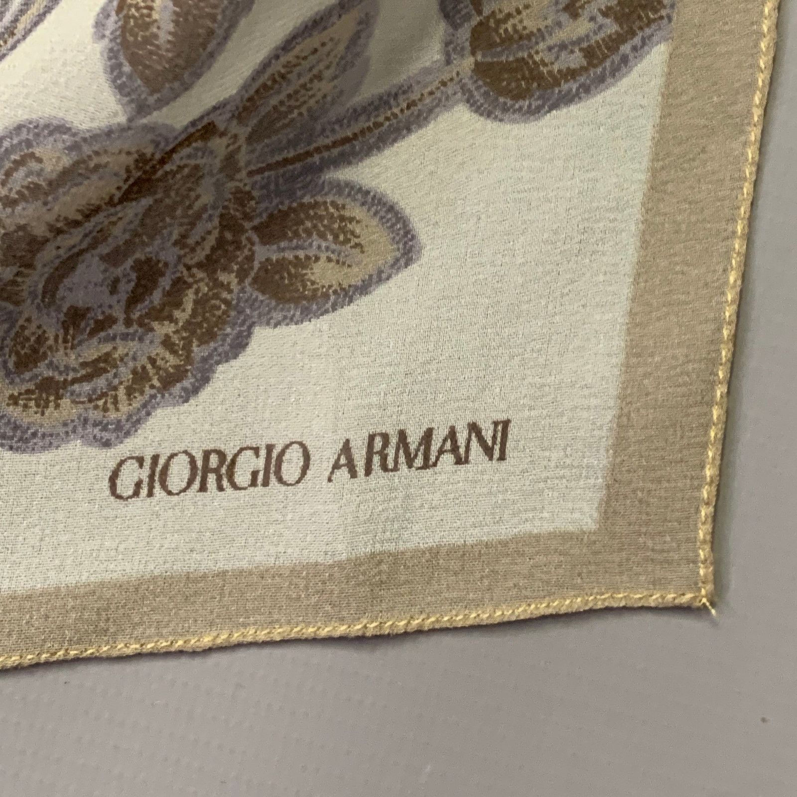 Giorgio Armani GIORGIO ARMANI Grey Blue Floral Silk Scarf Shawl Size ONE SIZE - 2 Thumbnail