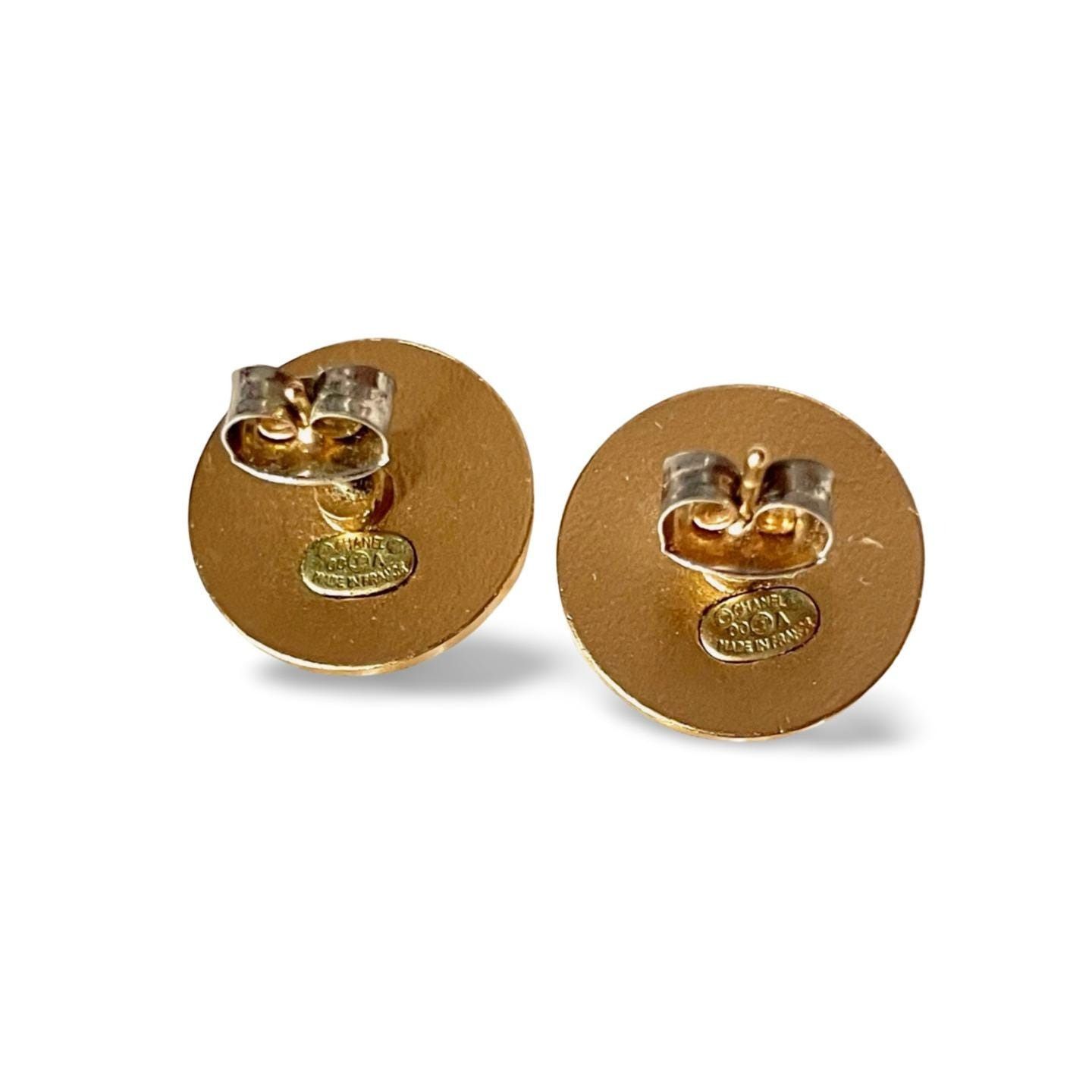 Chanel Vintage CHANEL golden round stud earrings with red crystals Size ONE SIZE - 3 Thumbnail