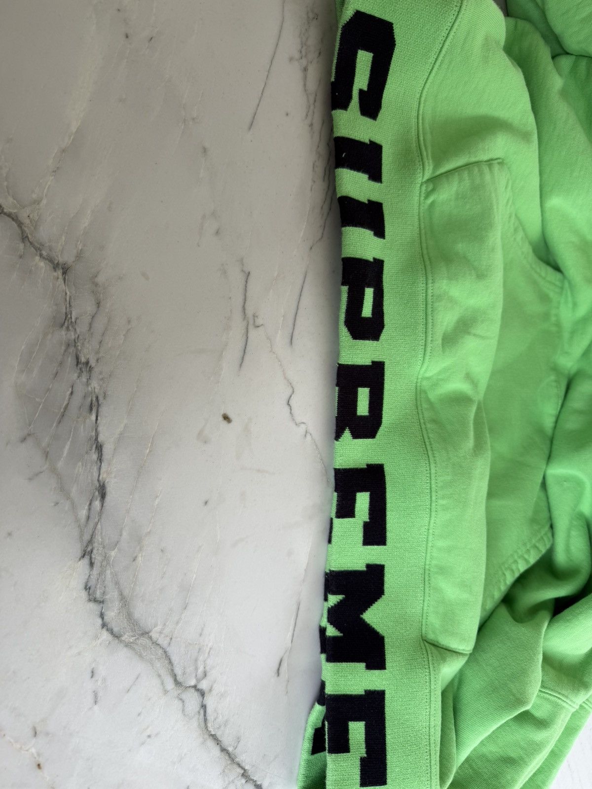 Supreme Supreme Text Rib Hooded Sweatshirt in lime green Size US XL / EU 56 / 4 - 4 Thumbnail