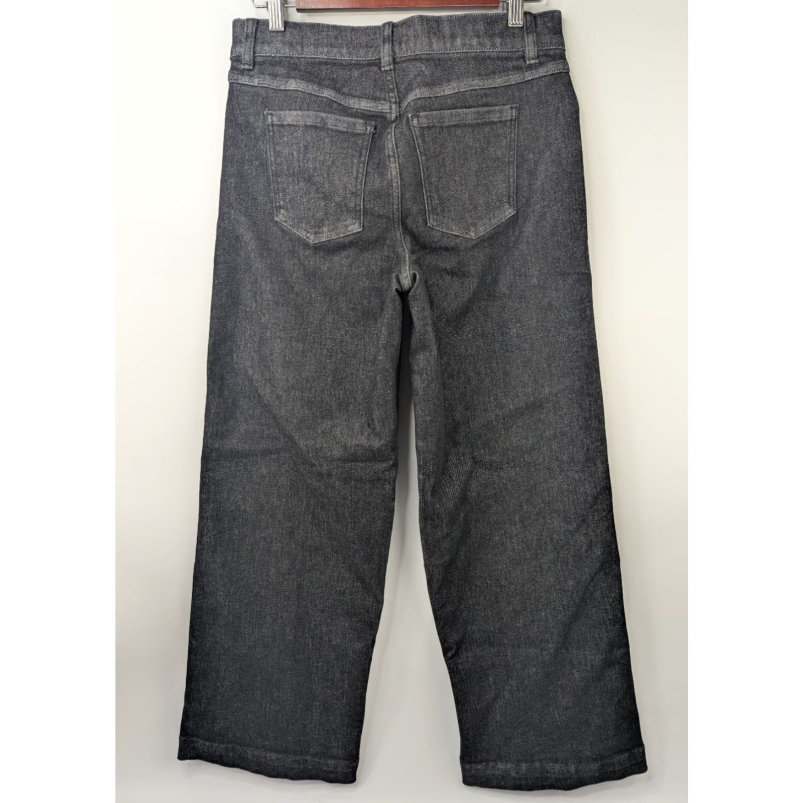 Spanx SPANX Jeans Women's Medium Charcoal Wide-Leg Pull-On High Rise Stretch 20521Q Denim Black Size 32" / US 10 / IT 46 - 4 Thumbnail