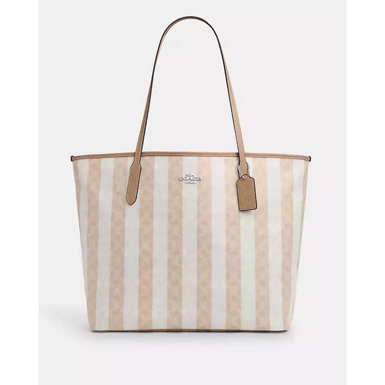 Coach NWT Coach Large City Tote Bag Signature Stripe CBI03 Tan Size ONE SIZE - 5 Thumbnail