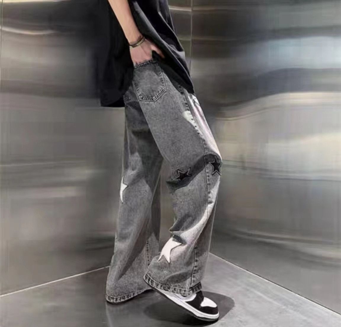 Japanese Brand × Jean Vintage street star embroidered jeans Size US 32 / EU 48 - 3 Thumbnail