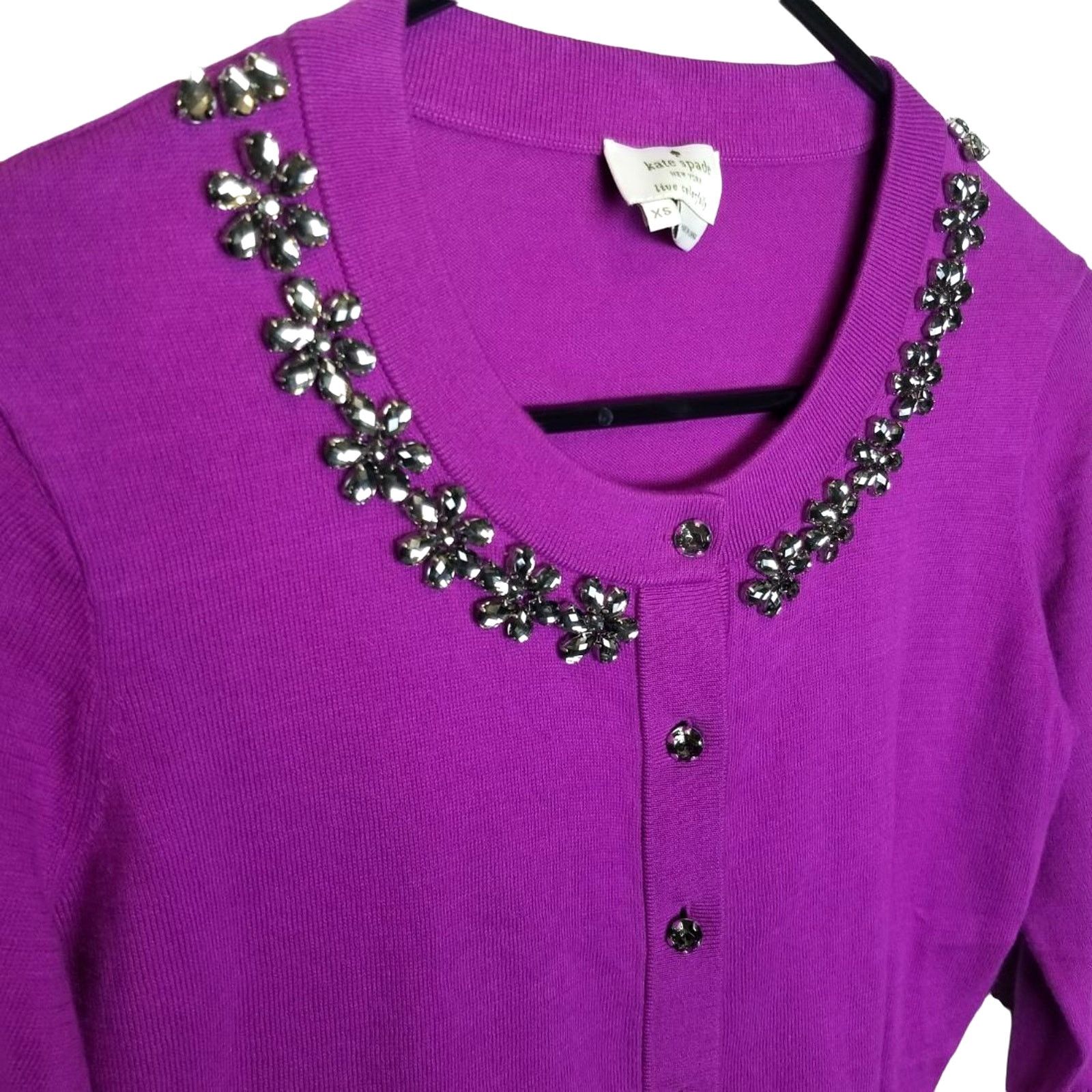 Kate Spade Kate Spade Leni Silk Cashmere Cardigan Sweater Floral Beaded Size XS / US 0-2 / IT 36-38 - 5 Thumbnail