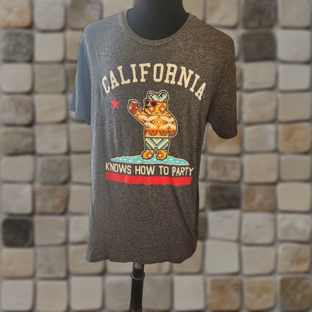 Vintage Riot Society California Knows How To Party Bear Gray T Shirt L Mens Short Sleeve Crew Neck Graphic Print Vintage No Size US L / EU 52-54 / 3 - 1 Thumbnail