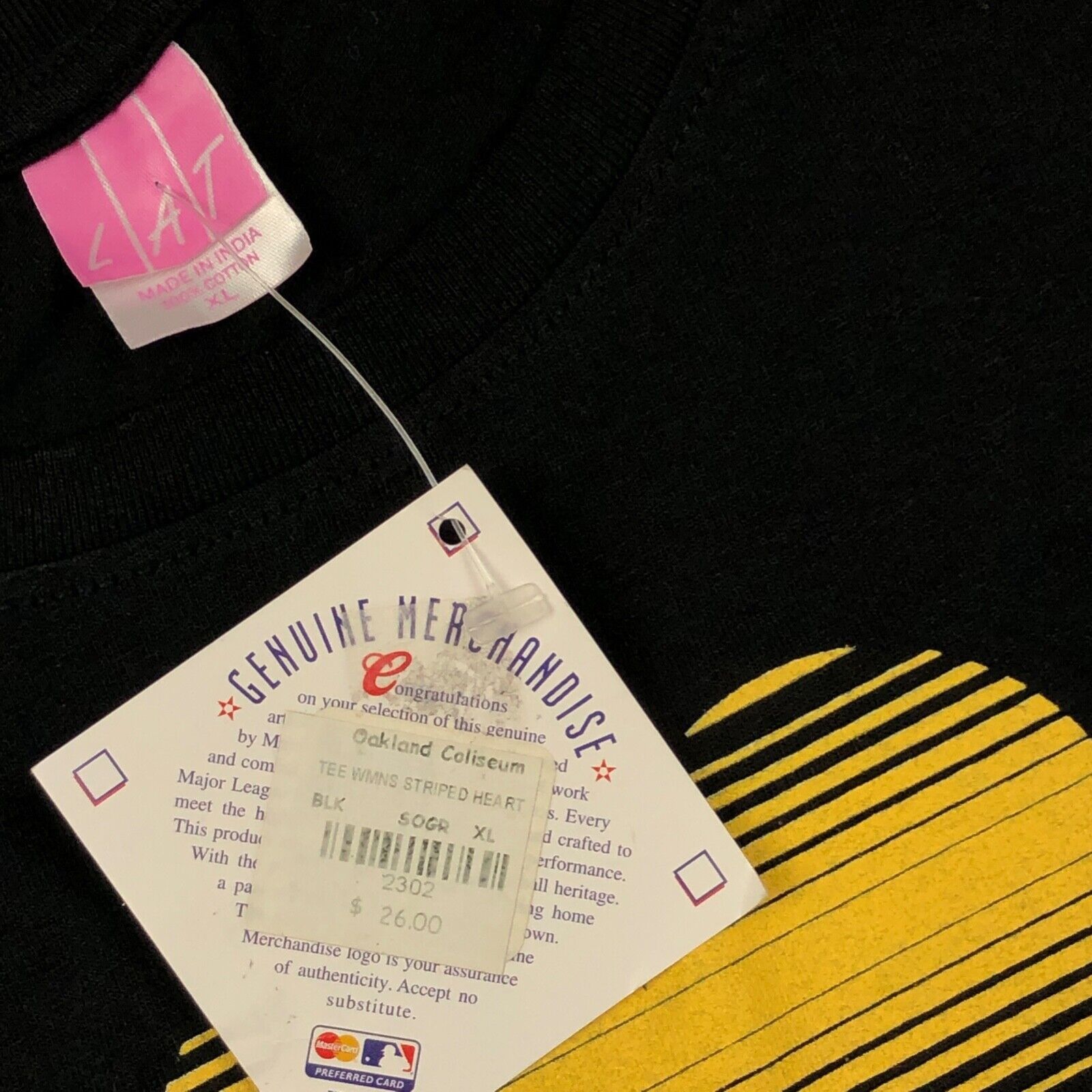 MLB Brand New 2009 Womens Striped Heart Oakland A's Black Tee XL Size XL / US 12-14 / IT 48-50 - 3 Thumbnail