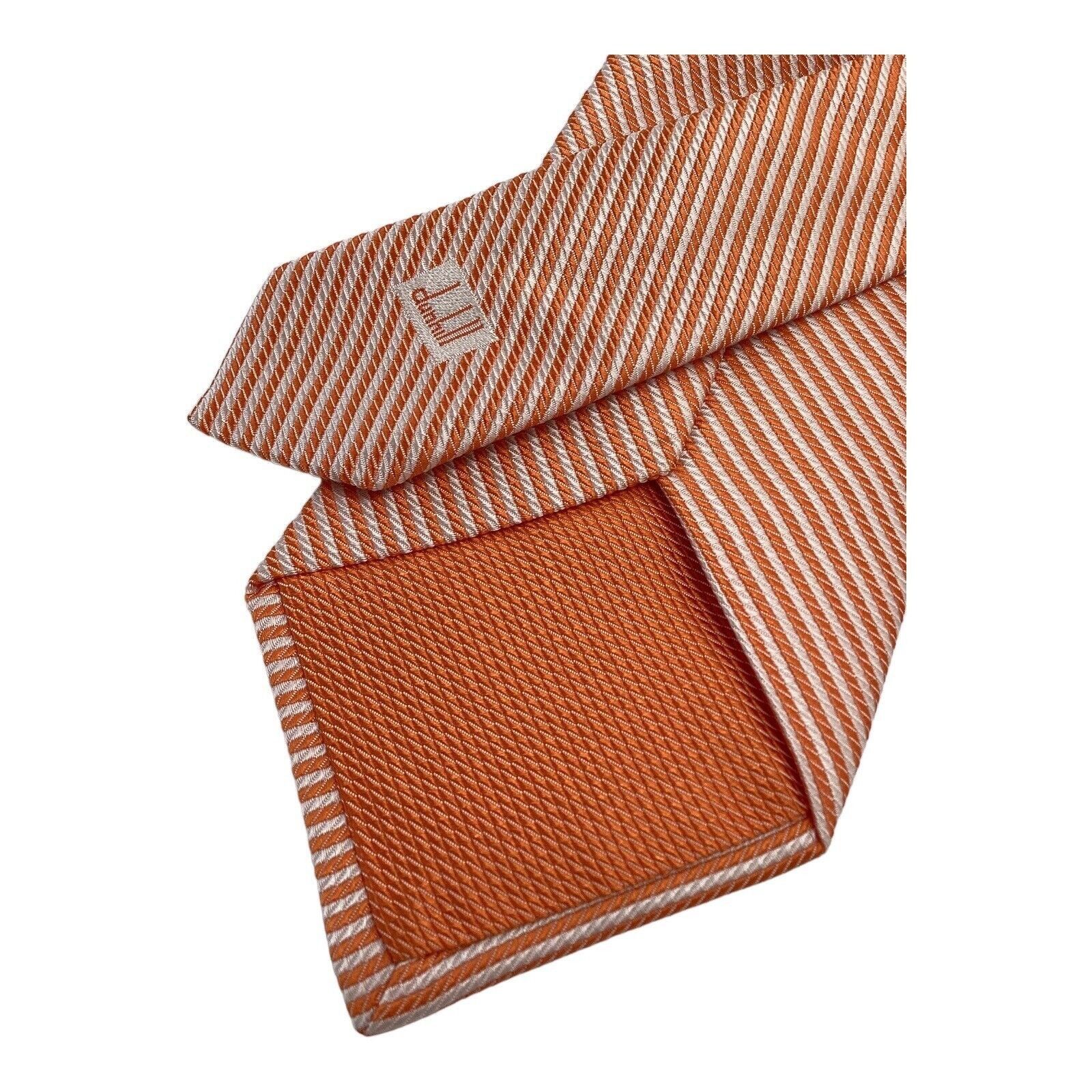 Alfred Dunhill DUNHILL Orange Striped Luxury Designer Silk Tie Made In Engl Size ONE SIZE - 5 Thumbnail