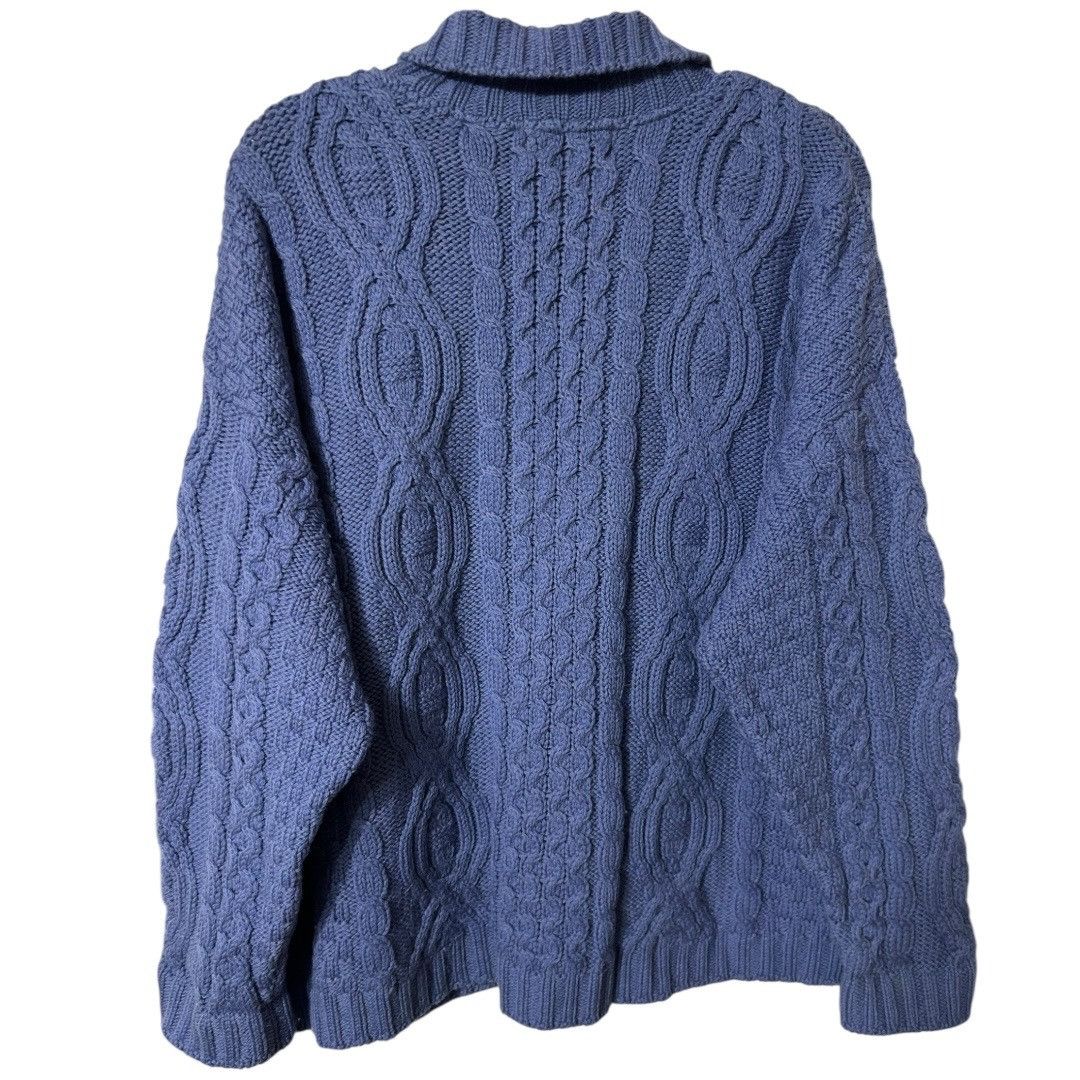 Aran Crafts ARAN CRAFTS Ireland Blue Cable Knit 100% Merino Wool Cardiga Size US XXL / EU 58 / 5 - 2 Thumbnail