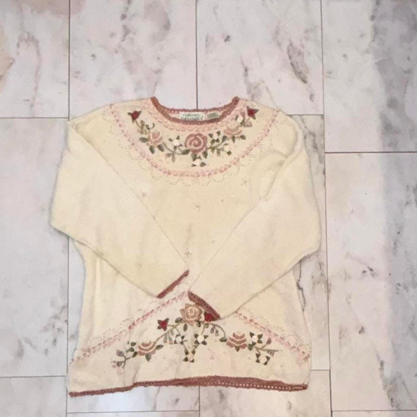 & Other Stories Unbranded Women's Cream and White Sweater Size L / US 10 / IT 46 - 4 Thumbnail