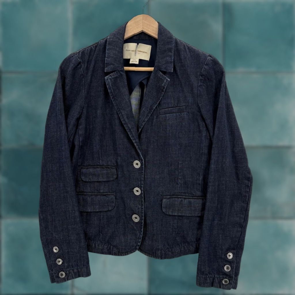 Vintage Pilcro and the Letterpress Blazer Womens Small Blue Denim Button Front Jacket Size S / US 4 / IT 40 - 1 Thumbnail