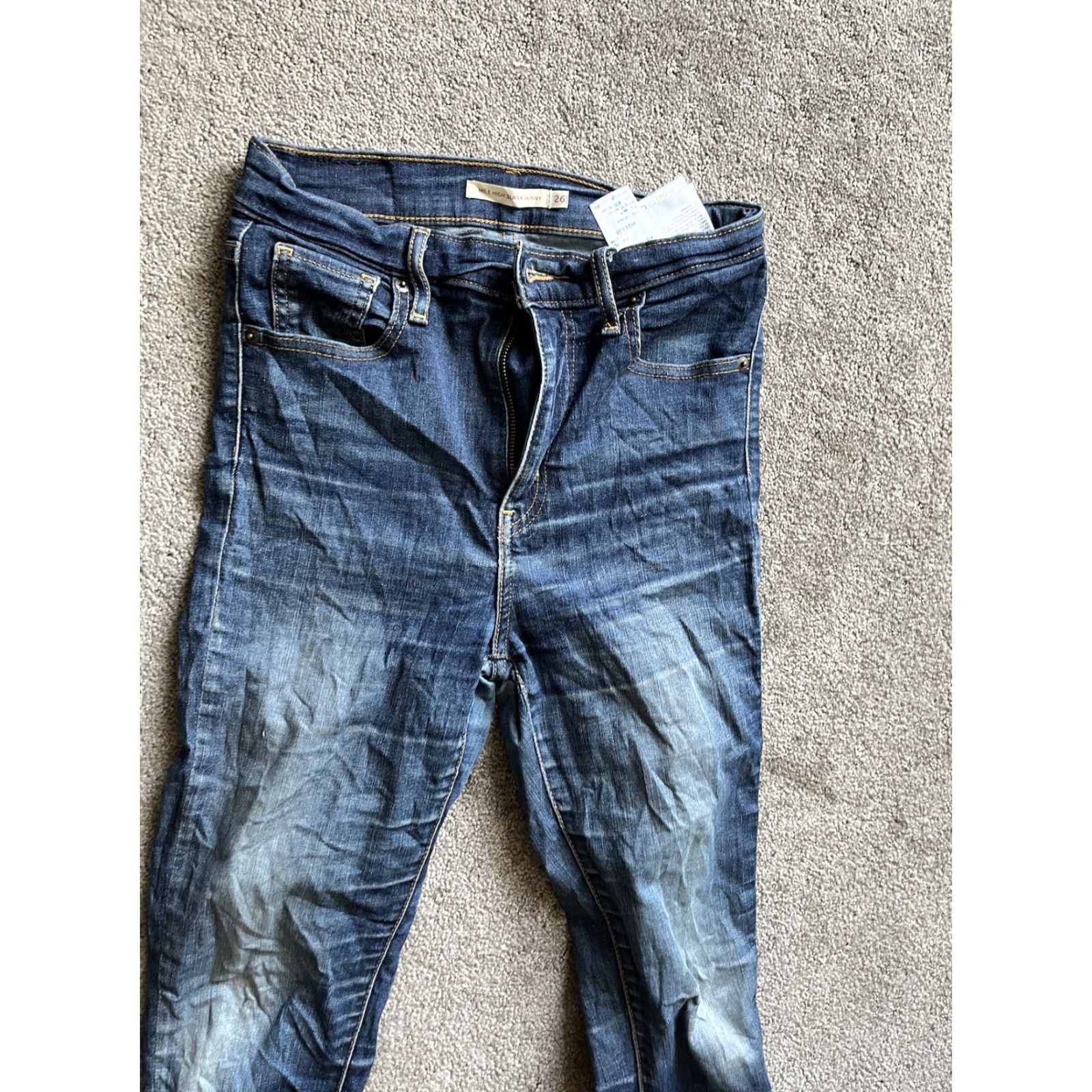 Levi's Levi's Mile High Super Skinny Jeans Womens 29 (26W x 28L) Blue High Rise Stretch Denim Size 29" - 4 Thumbnail