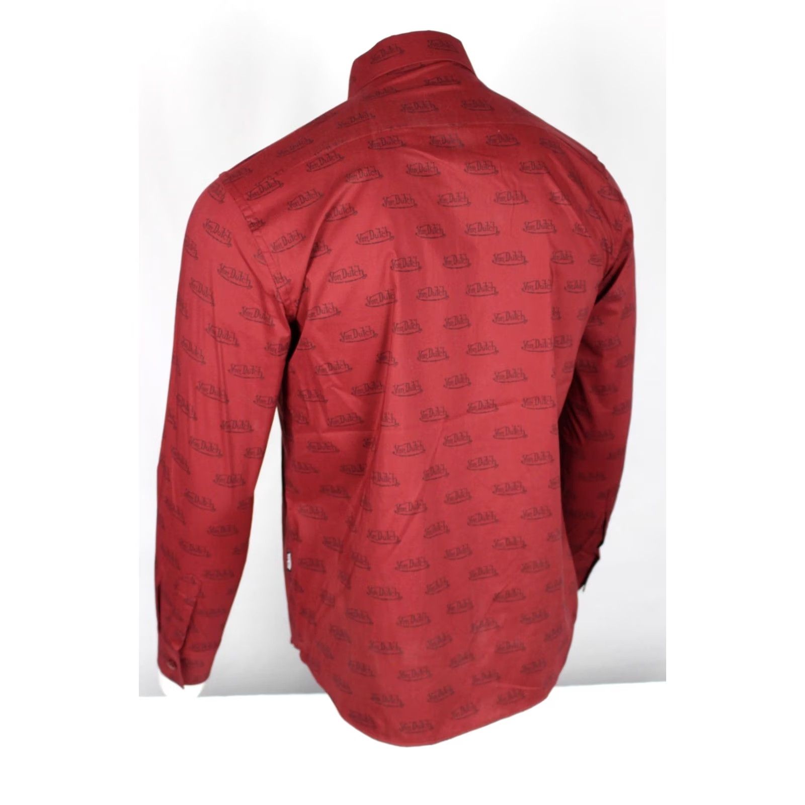 Von Dutch VINTAGE Von Dutch Men's Originals All Over Print Button Shirt Long Sleeve M Wine Red Size US M / EU 48-50 / 2 - 2 Thumbnail