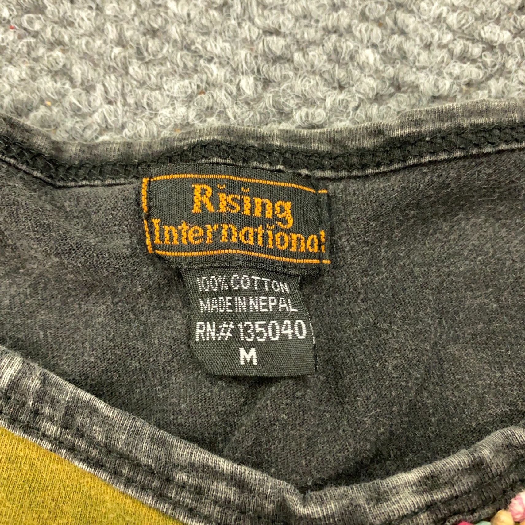 Vintage Rising International Blouse Shirt Womens 3/4 Sleeve Boho Hippie Patchwork Gray Medium Adult M Size M / US 6-8 / IT 42-44 - 7 Thumbnail
