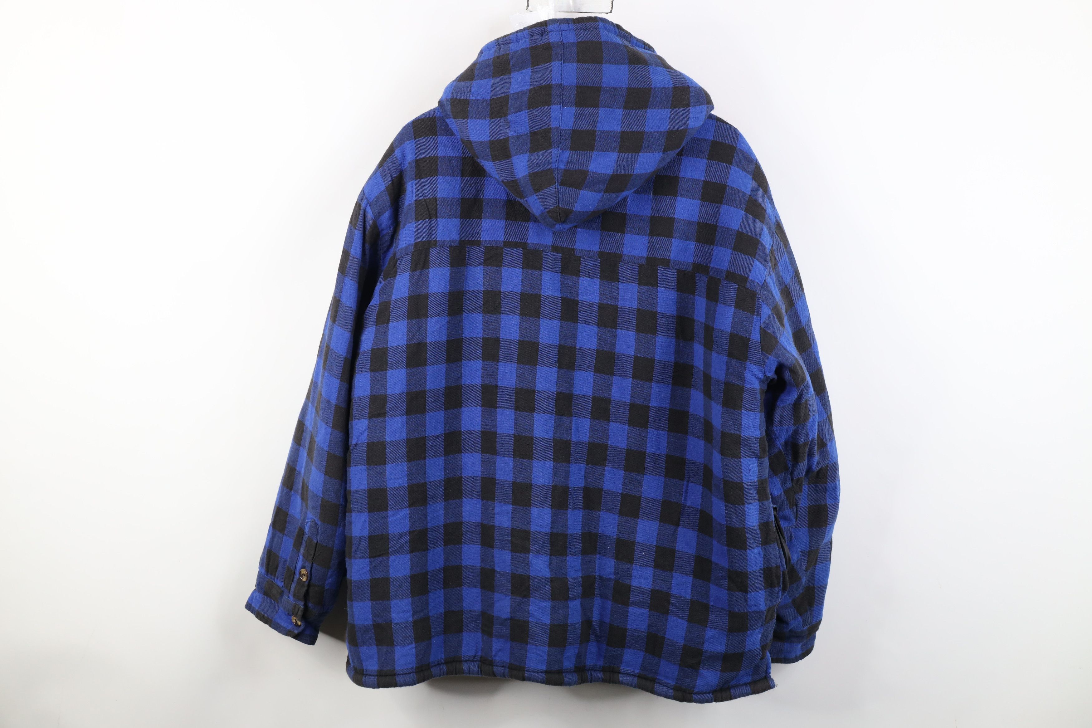 Vintage Vintage 90s Streetwear Lined Hooded Flannel Shirt Jacket Size US XL / EU 56 / 4 - 13 Thumbnail