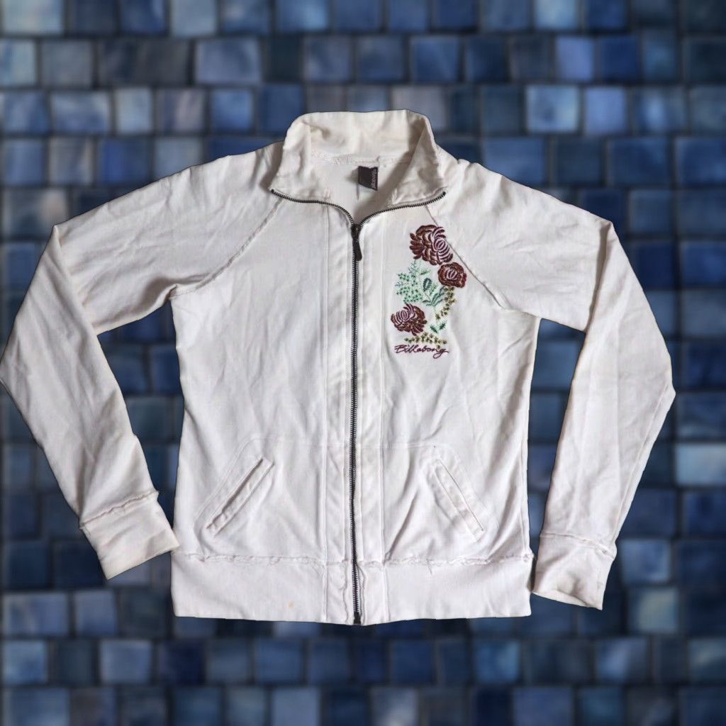 Billabong VINTAGE Billabong Sweatshirt Womens Full Zip Crew Neck Regular M Ivory Size M / US 6-8 / IT 42-44 - 1 Thumbnail