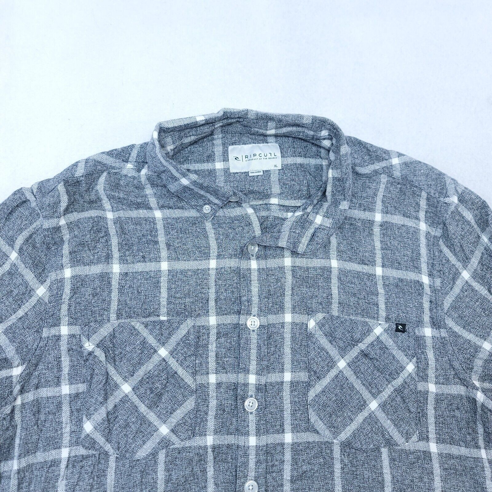 Rip Curl Ripcurl Windowpane Flannel Shirt Mens Size XL Gray White Size US XL / EU 56 / 4 - 1 Thumbnail