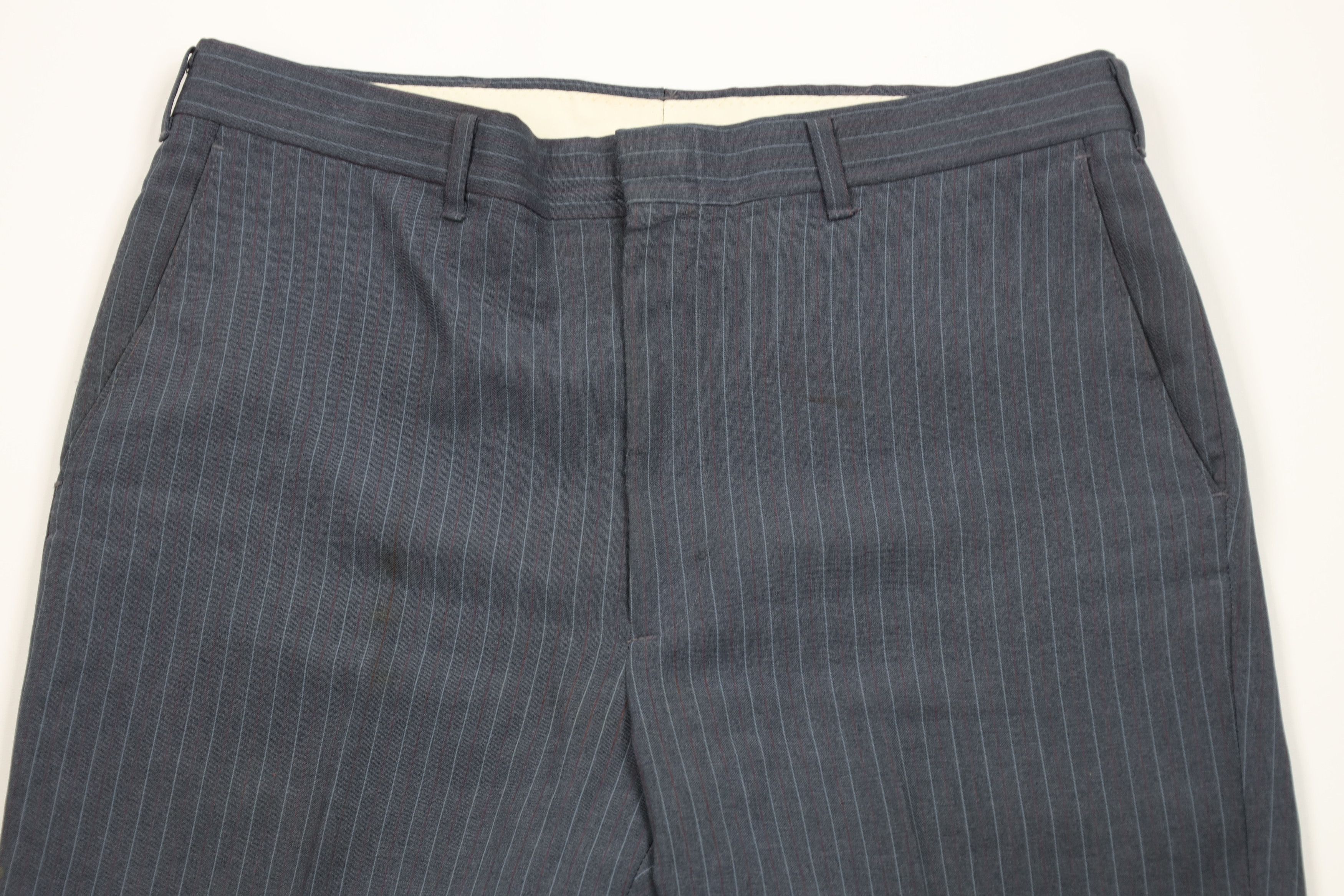 Vintage Vntage 70s Streetwear Pinstriped Knit Wide Leg Chino Pants Size US 34 / EU 50 - 2 Thumbnail