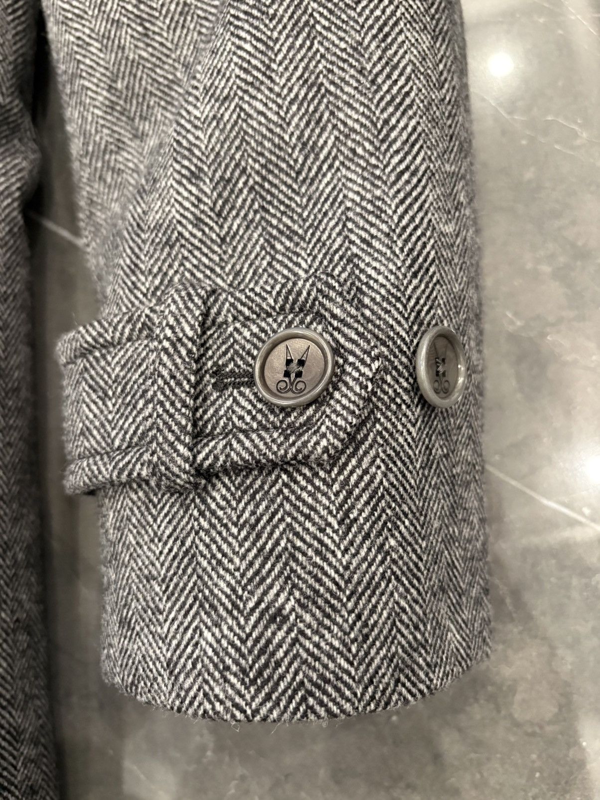 Other Norwegian Wool Cashmere Wool ¾ Coat Grey Black Herringbone Size US L / EU 52-54 / 3 - 8 Thumbnail