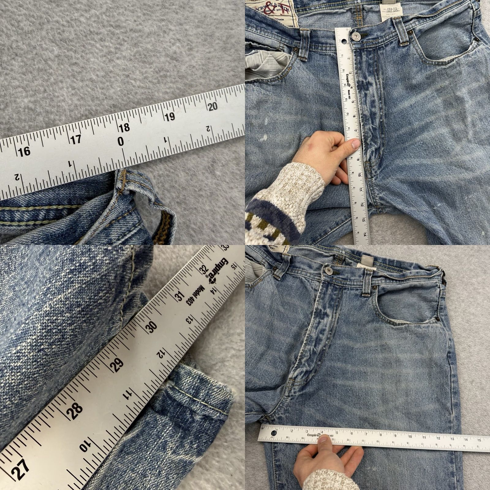 Abercrombie & Fitch VINTAGE Abercrombie & Fitch Jeans Mens 36x30 Grunge Y2K 75654 Straight Denim Blue Distressed 5-Pocket Mens Jeans Washing Machine Compatible Mens Size US 36 / EU 52 - 8 Thumbnail
