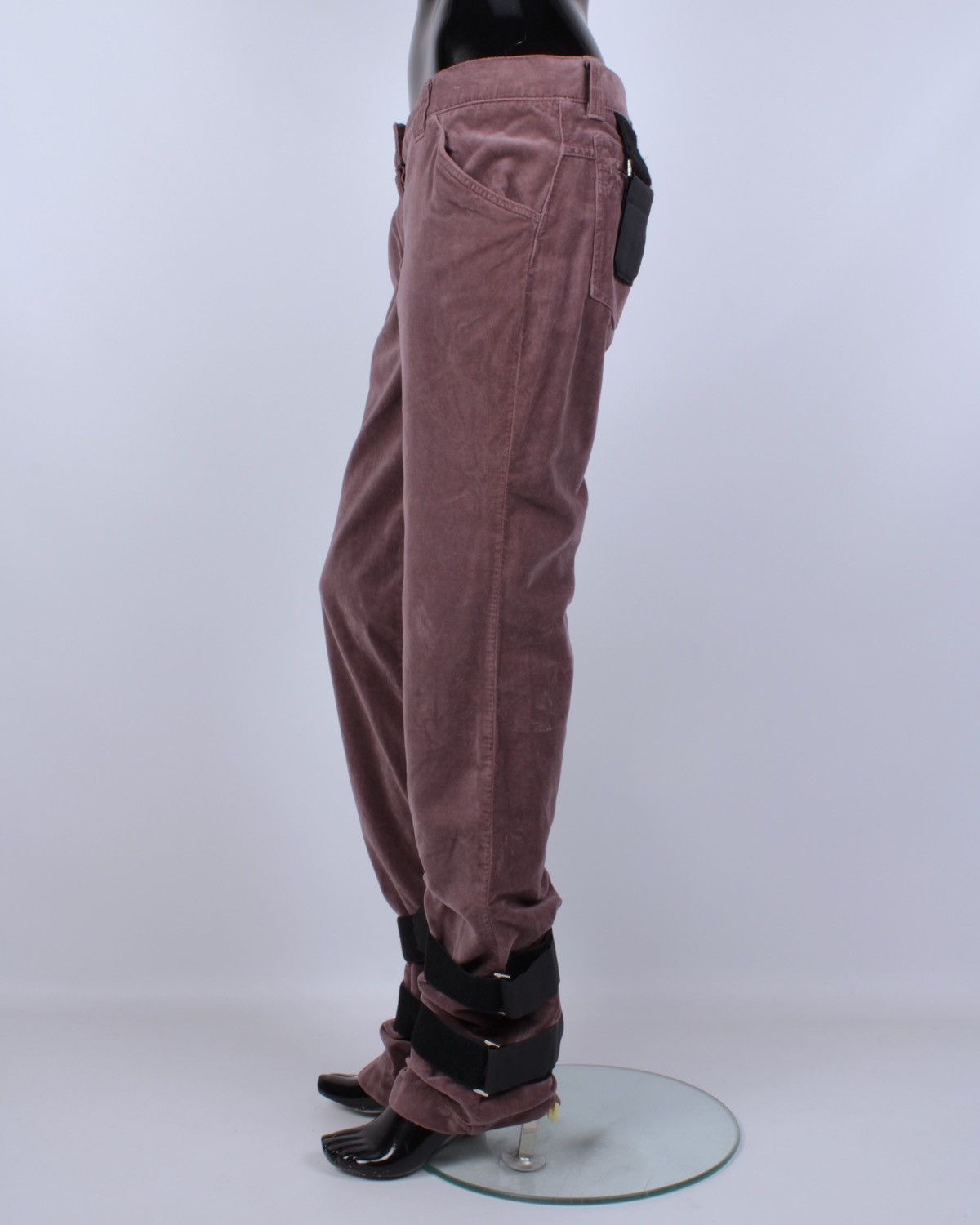 Designer × Dolce & Gabbana × Vintage DOLCE GABBANA Runway 2003 Vintage Velour Velvet Bondage Pant Size 28" / US 6 / IT 42 - 2 Thumbnail