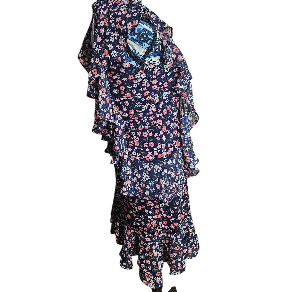 Michael Kors Michael Kors Floral Ruffle V Neck Tank Sleeveless Dress XS Size XS / US 0-2 / IT 36-38 - 5 Thumbnail