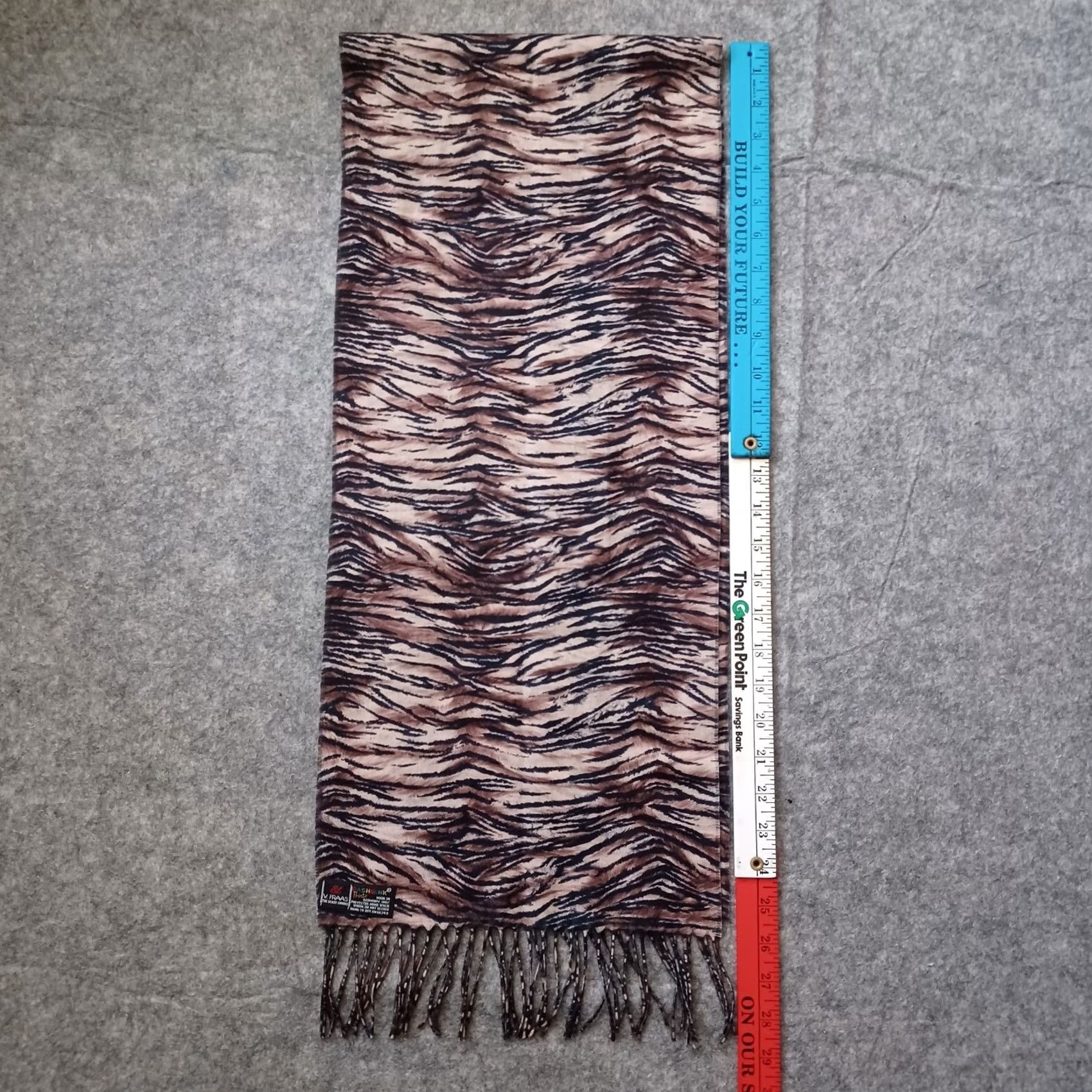 Vintage V Fraas Cashmink Scarf Animal Print 52" Fringe Rectangle Winter Made in Germany Size ONE SIZE - 2 Thumbnail