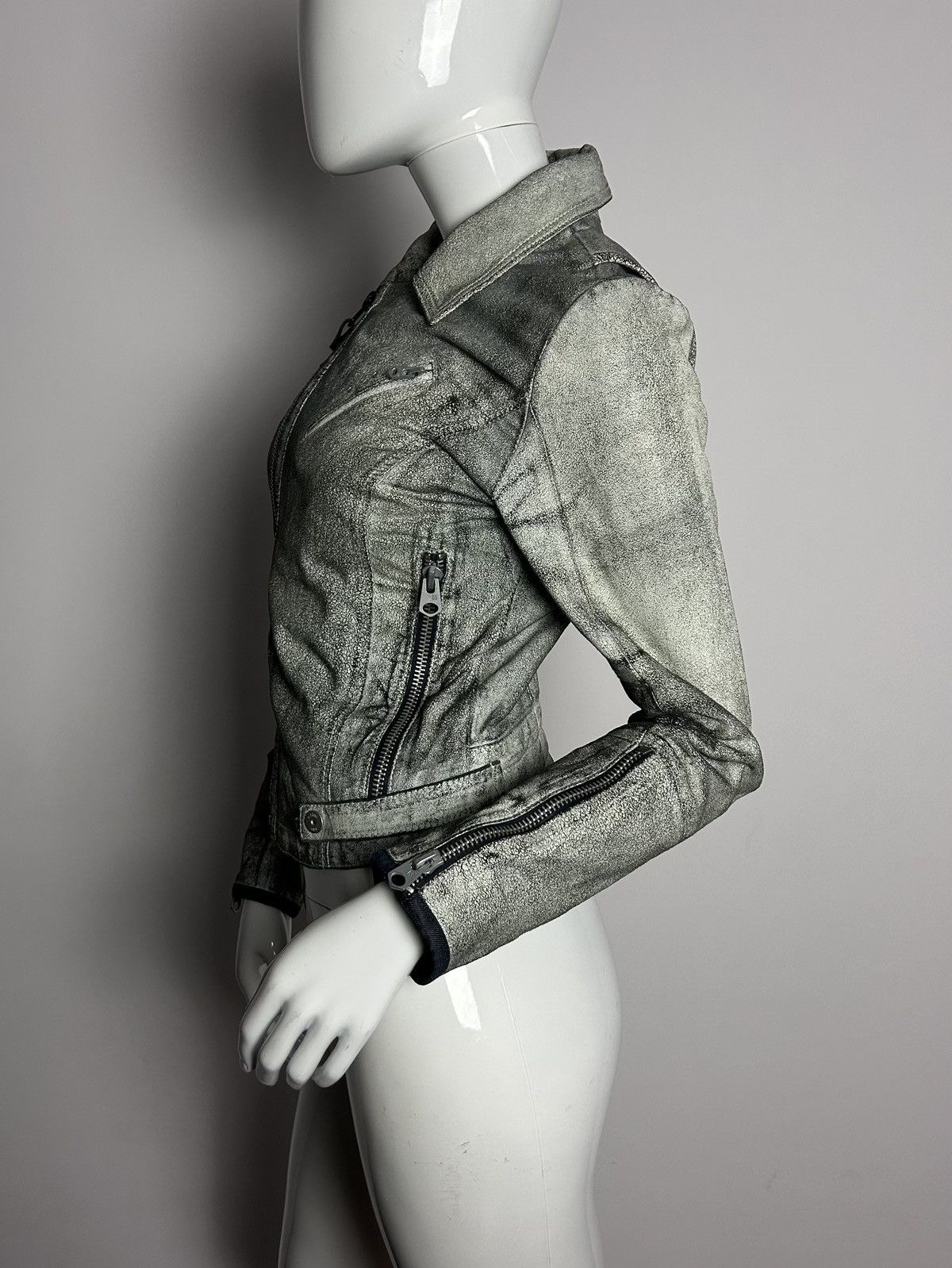 Other Designed crackle texture leather biker asymmetric jacket Size S / US 4 / IT 40 - 5 Thumbnail