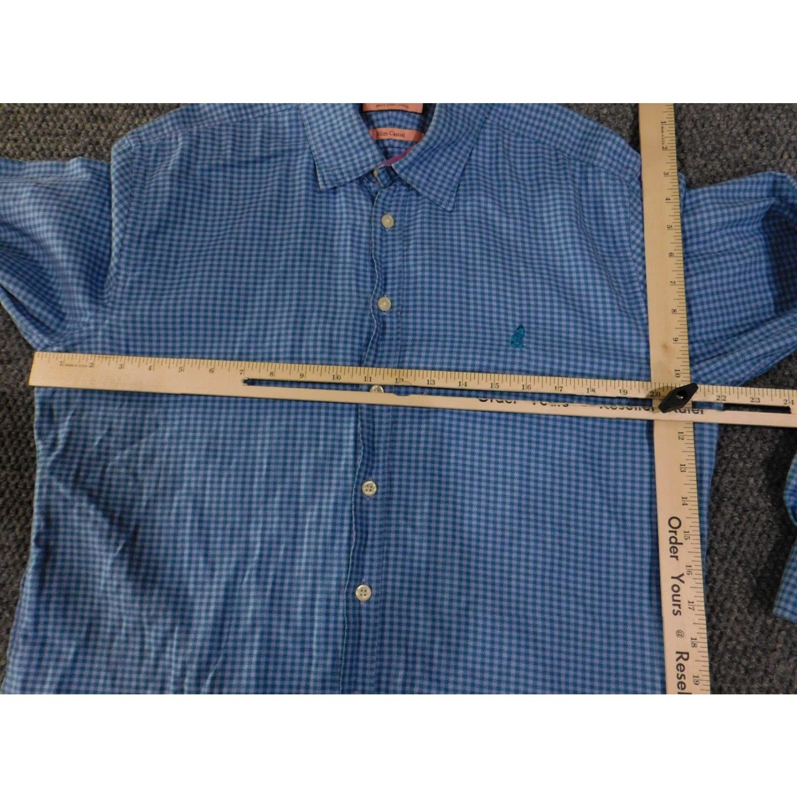 Pinko Thomas Pink Shirt Large Blue Houndstooth Slim Casual Long Sleeve Button Up Mens Size US L / EU 52-54 / 3 - 7 Thumbnail